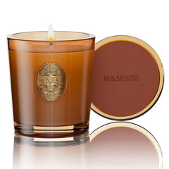 M&SENSE natural soy candle espresso hot fudge brown in glass vessel for long-lasting aroma