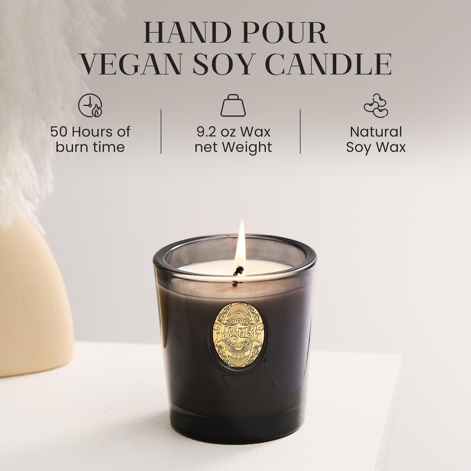 Close-up of M&SENSE candle wick and wax highlighting clean burn and premium oils