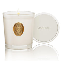 M&SENSE natural soy candle in a white jar for cozy evenings