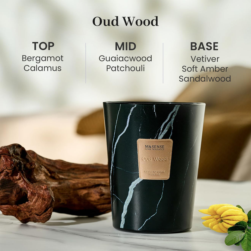 M&SENSE Natural soy wax candle using high-quality ingredients for safe home use.