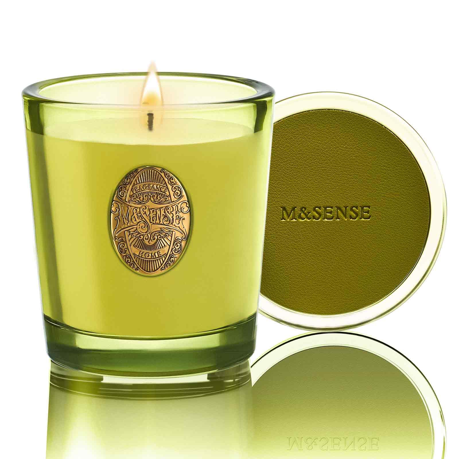 M&SENSE Seattle Rainforest candle jar offers a calming aroma for a cozy living space.