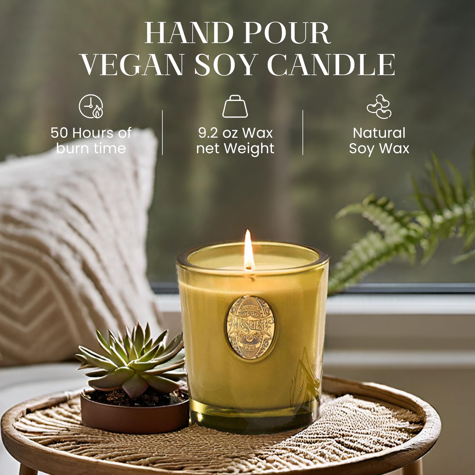 M&SENSE candle wick detail with lead-free cotton wick for smooth burning