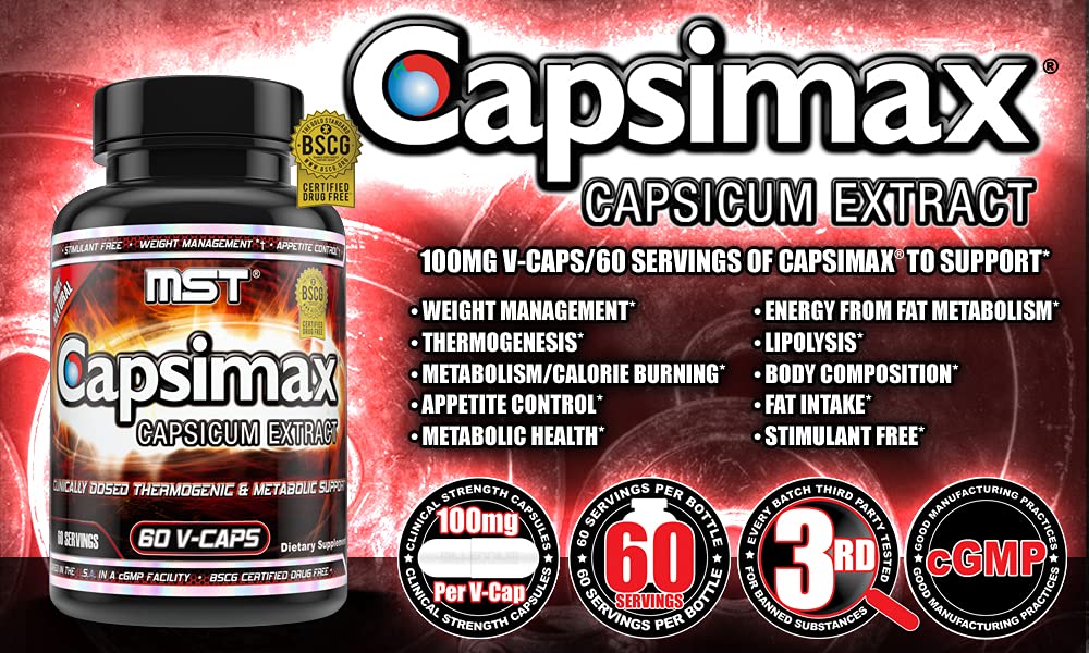 MST Capsimax beside workout gear symbolizing energy from fat metabolism