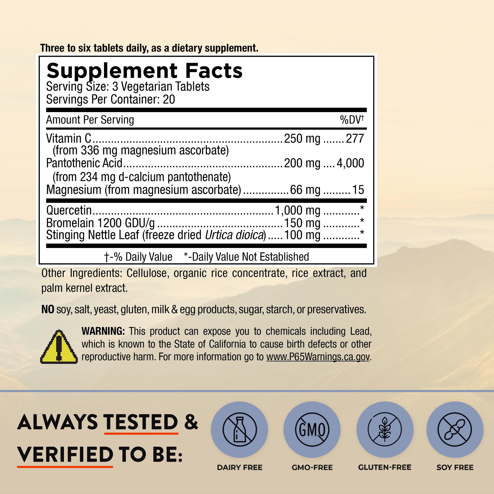 Mt. Angel Vitamins Quercetin Nettle+ capsules provide daily allergy support