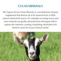 Mt Capra Clean Minerals bottle with glass on a kitchen counter for hydration.