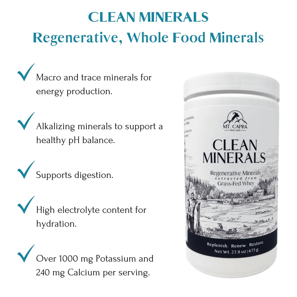 Mt Capra Clean Minerals being poured into a glass for easy daily servings.