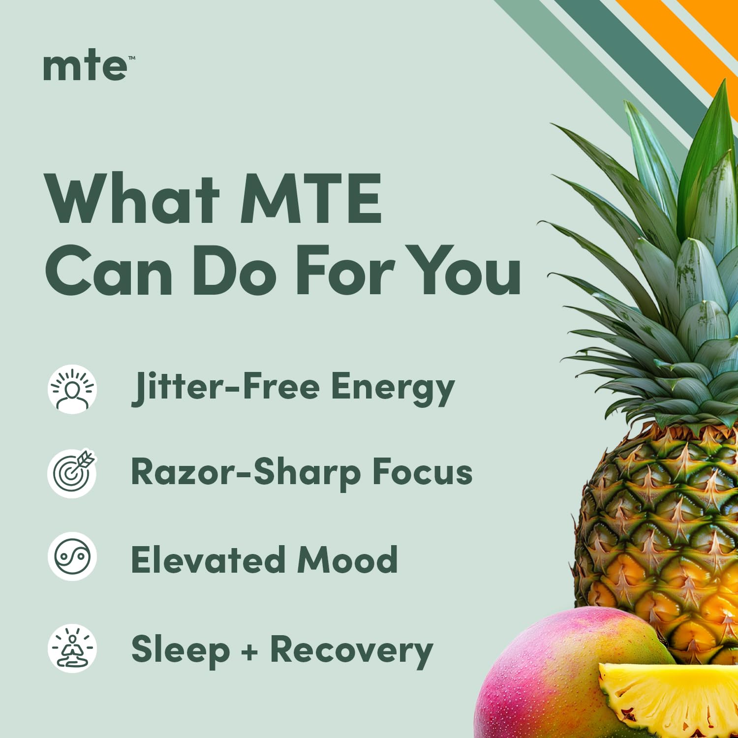 MTE energy packet on table showing convenient, sugar-free boost for daily tasks.