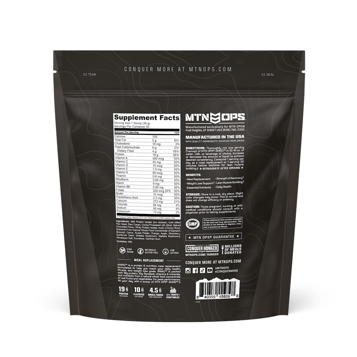 MTN OPS Ammo packaging shown with a prepared shake