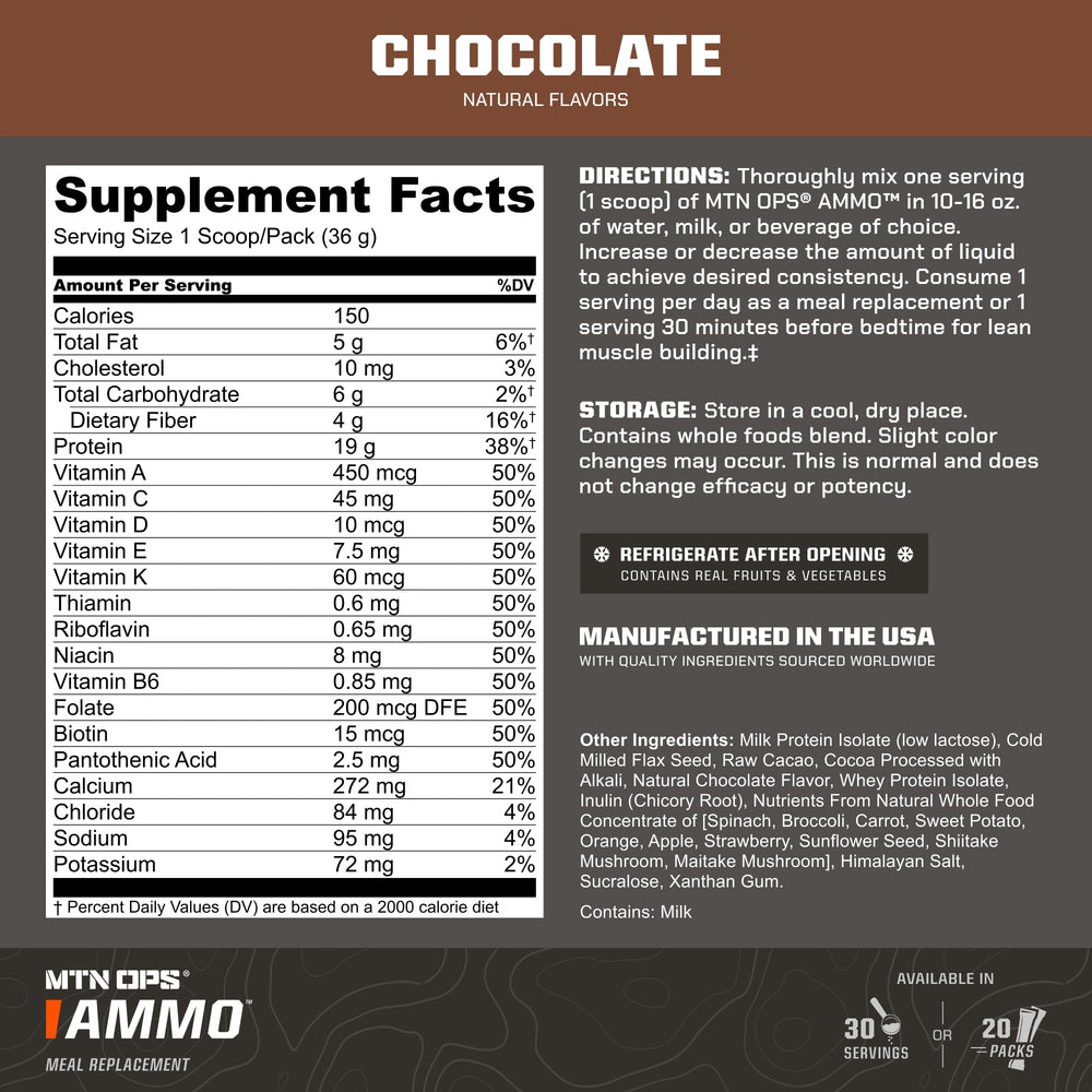 Scoop of Ammo powder beside a glass for easy preparation