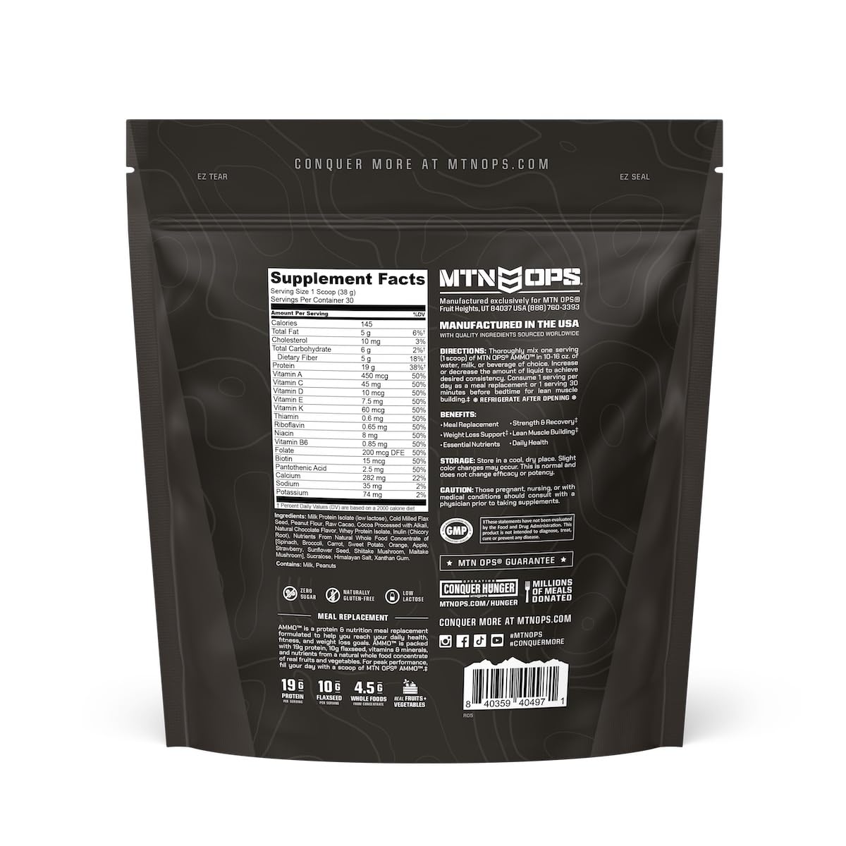 MTN OPS Ammo serving with water demonstrates convenient mixing.