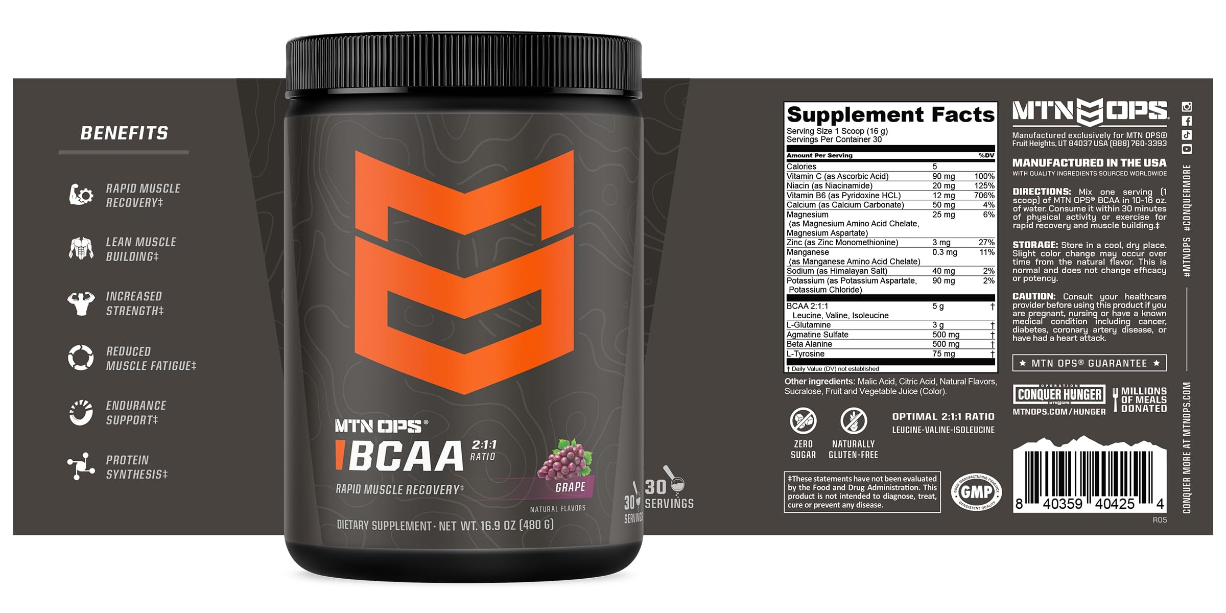 MTN OPS BCAA grape tub on shelf ready for purchase.