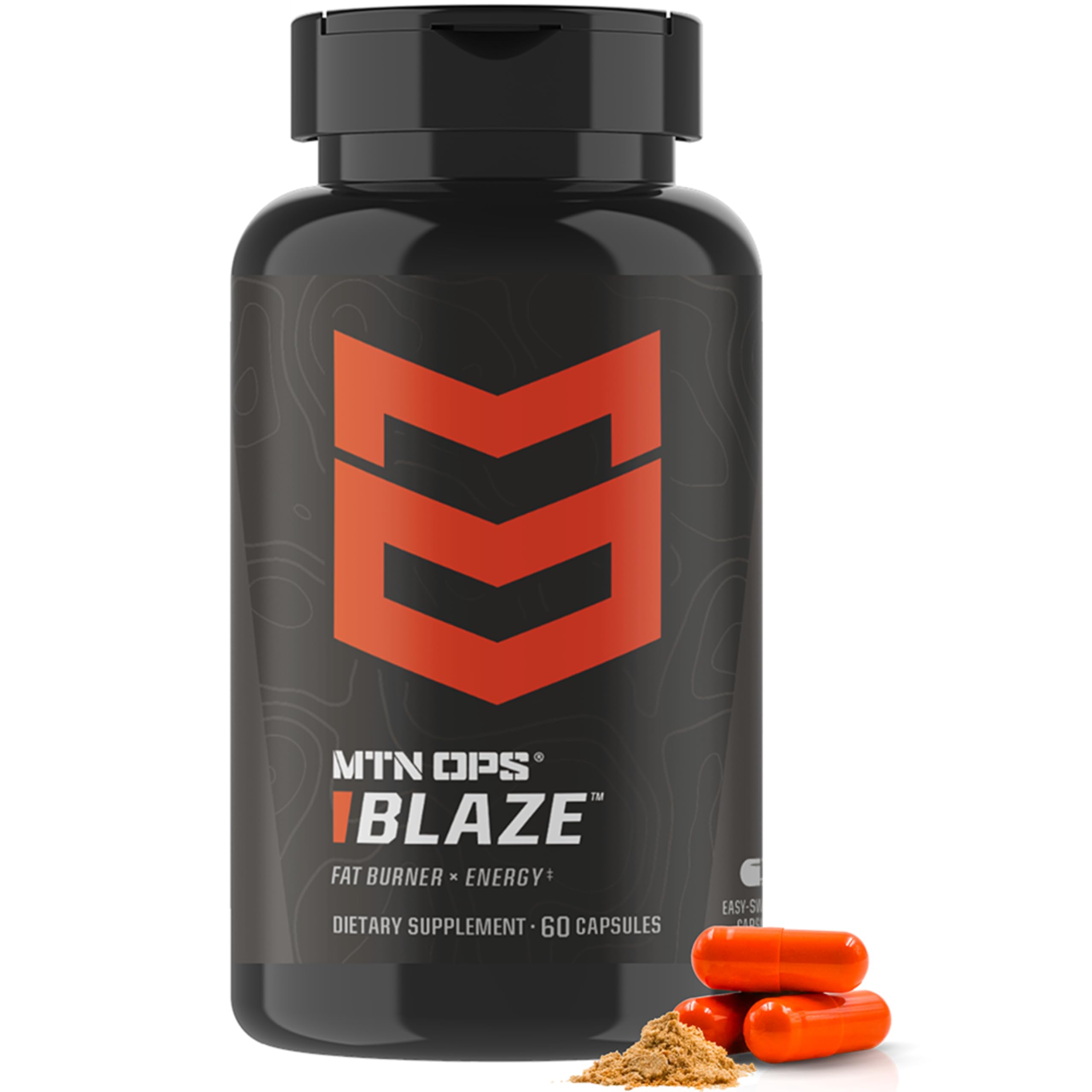 MTN OPS Blaze capsule close-up highlighting energy boost for workouts