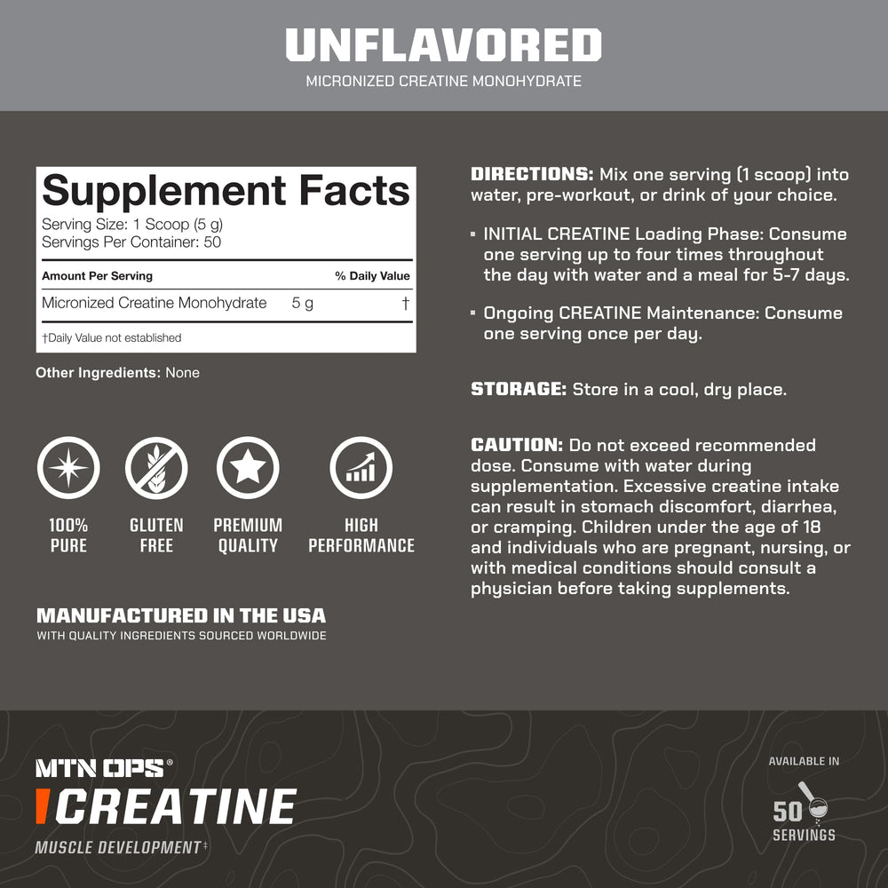 MTN OPS Creatine Monohydrate powder in shaker demonstrates quick, smooth mixing