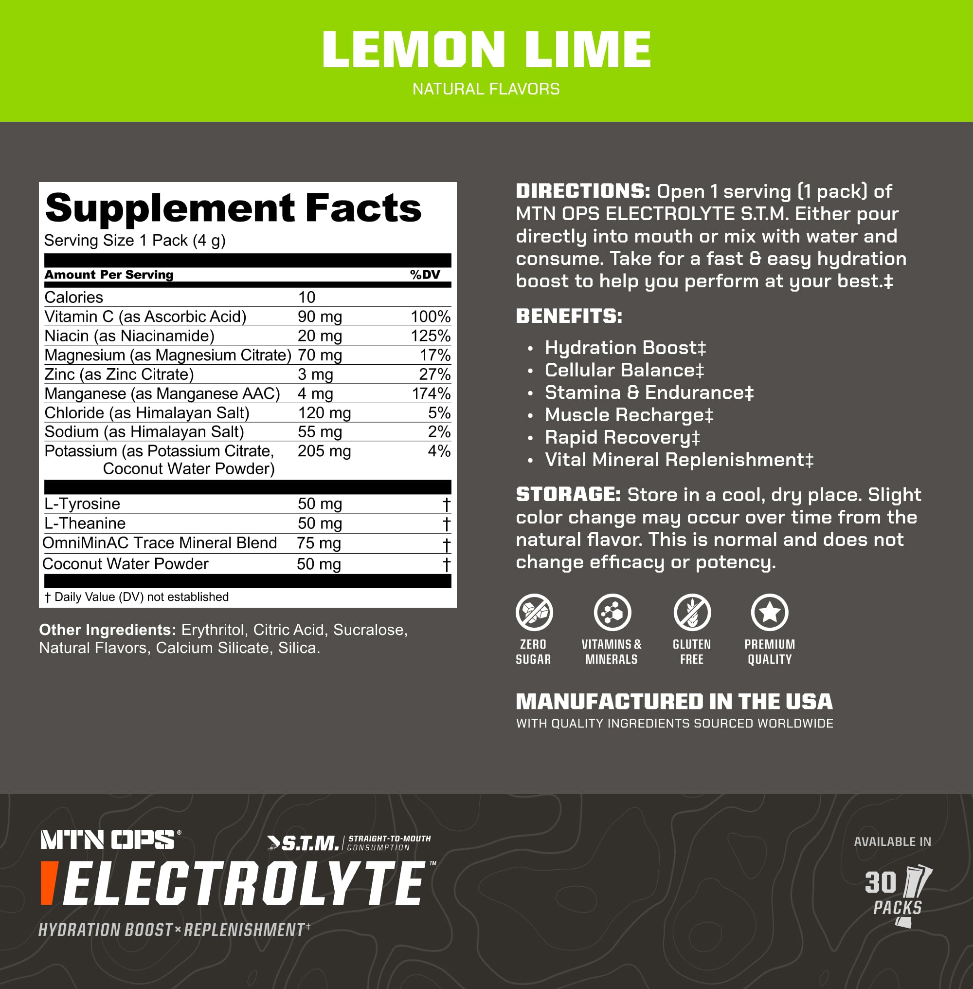 MTN OPS Electrolytes STM active lifestyle use in outdoor workout setting.