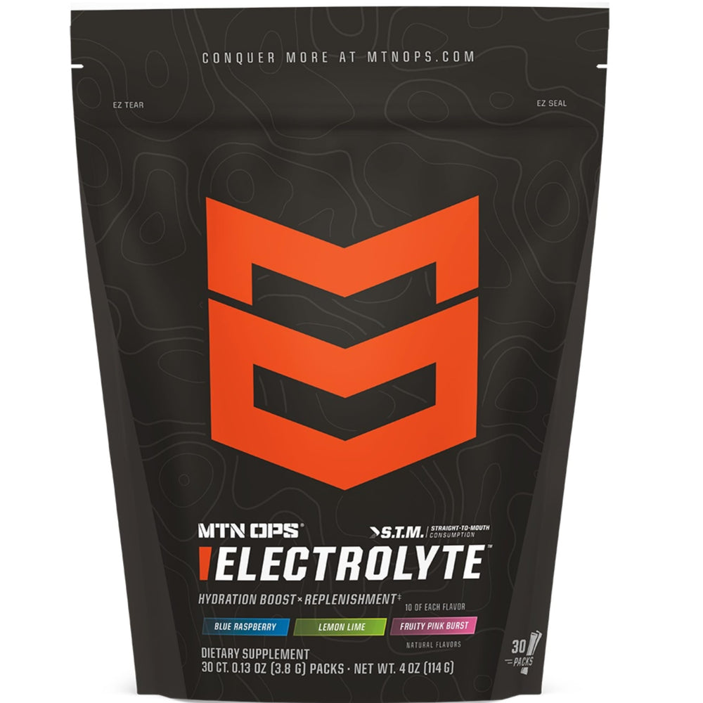 MTN OPS Electrolytes STM variety pack front view for on-the-go hydration and easy selection.