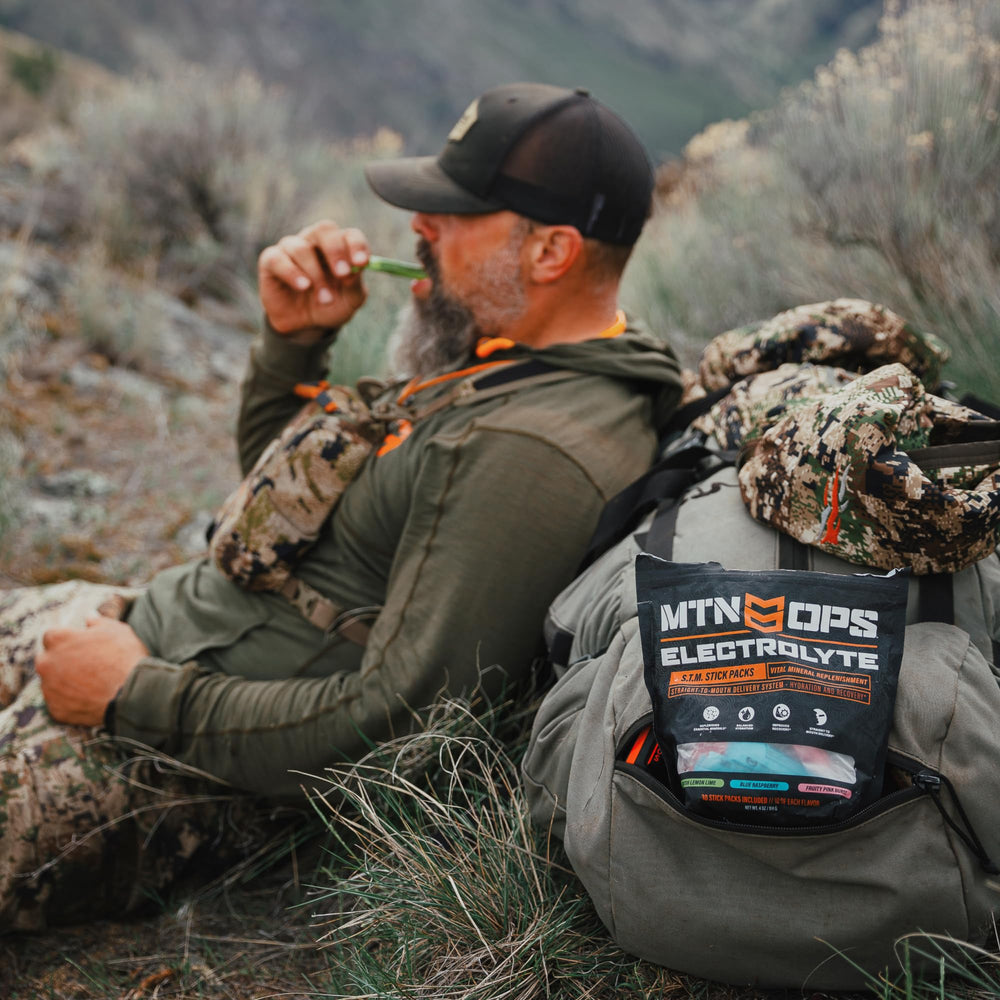 MTN OPS Electrolytes STM hydration glass scene emphasizes electrolyte replenishment.