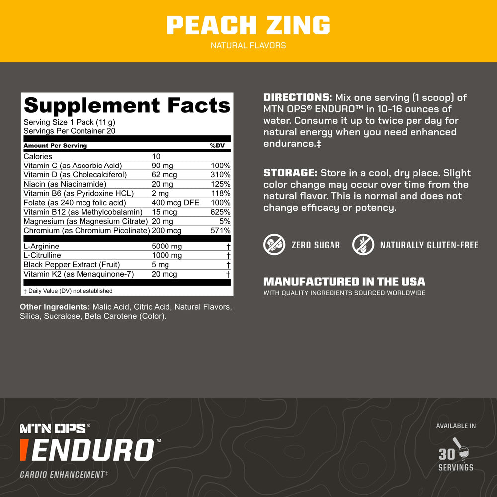 Gluten-free certification visible on MTN OPS Enduro packaging.