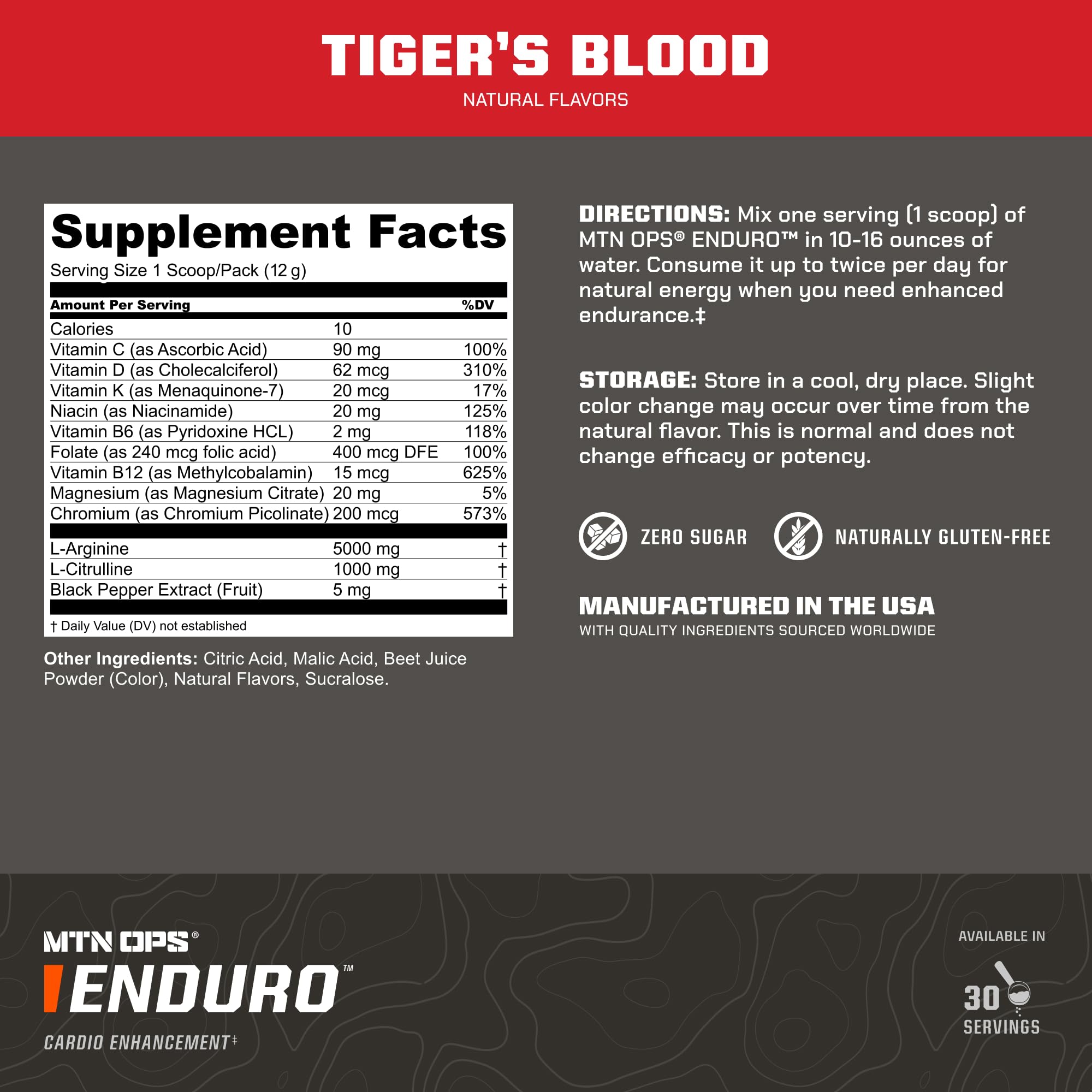 Glass of Enduro Tiger's Blood after mixing for hydration and focus