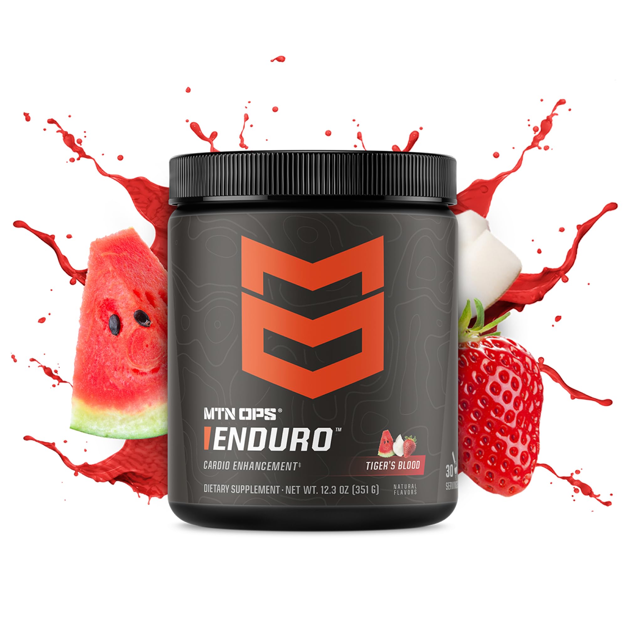 Enduro Tiger's Blood powder scoop ready to mix for caffeine-free energy