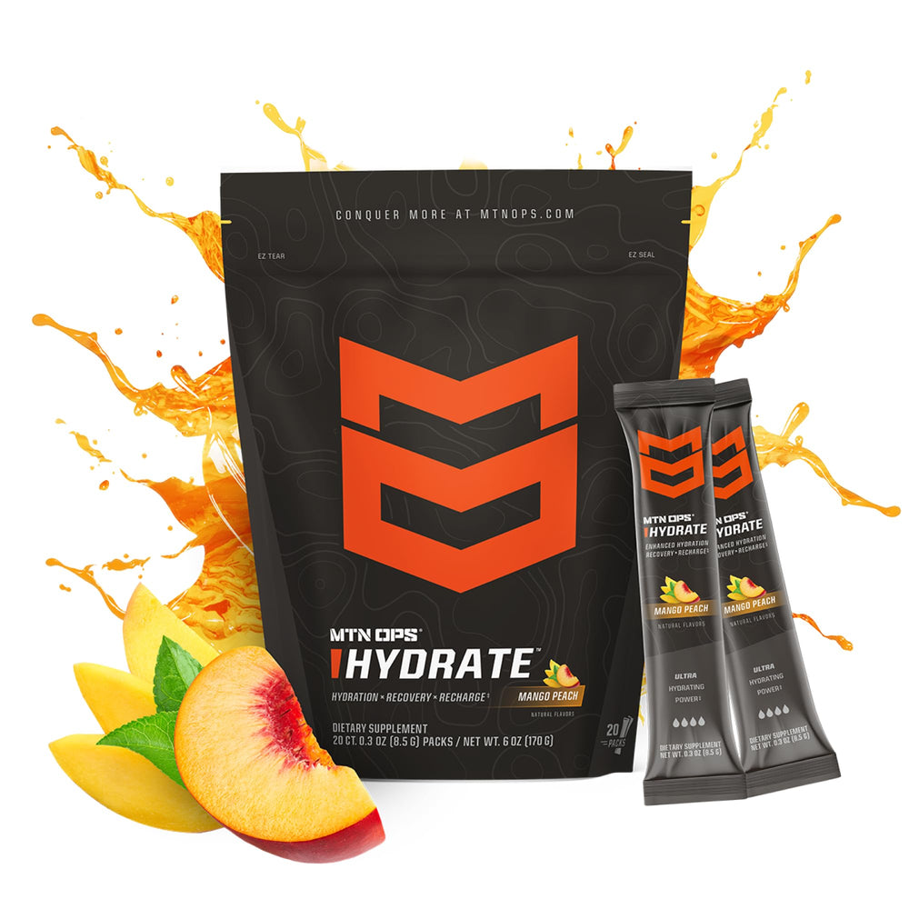 MTN OPS Hydrate 20-pack display for gym-ready hydration anywhere.