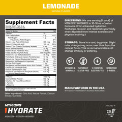MTN OPS Hydrate bottle shows the bright lemonade drink during training.