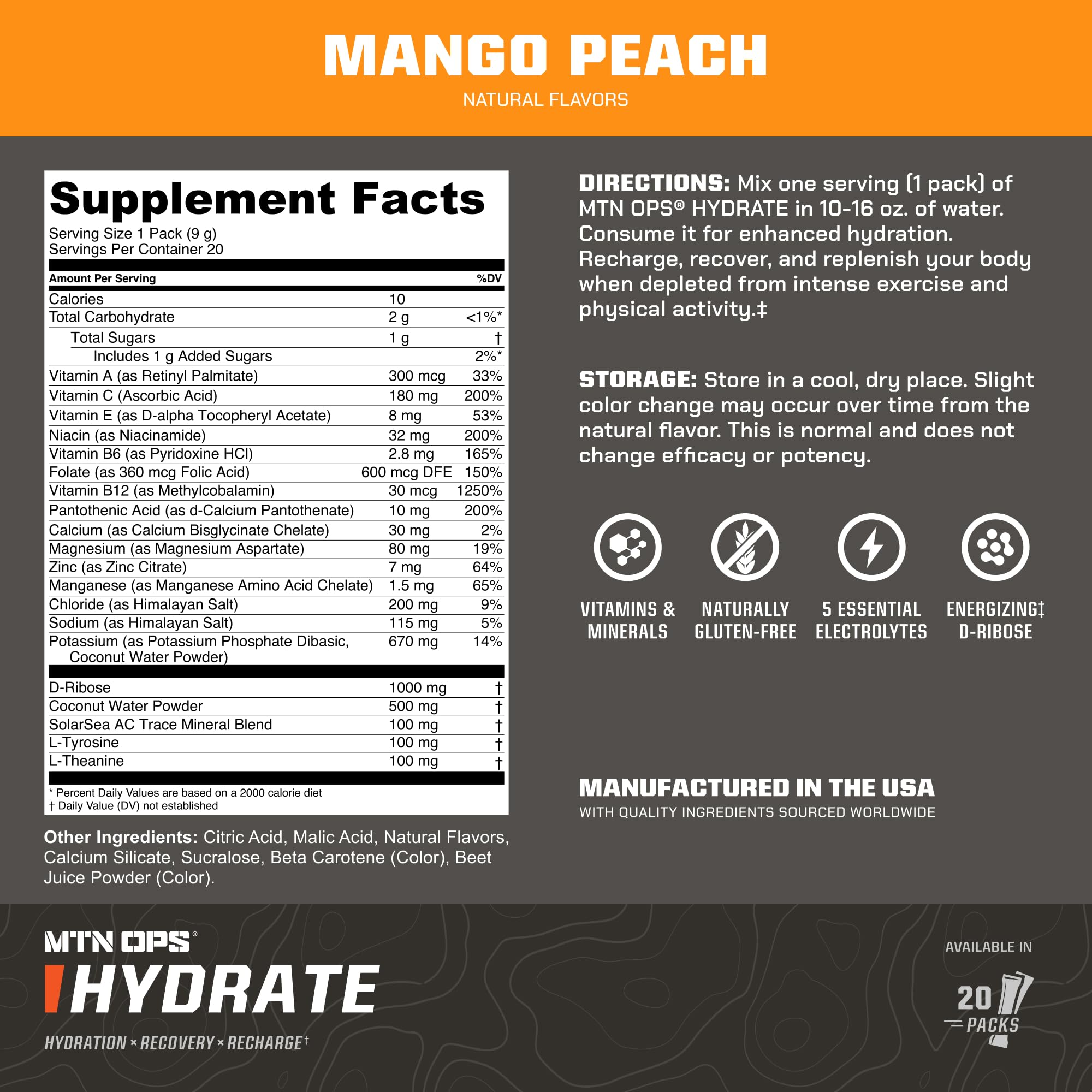 MTN OPS Hydrate powder dissolving in water delivers fast hydration.