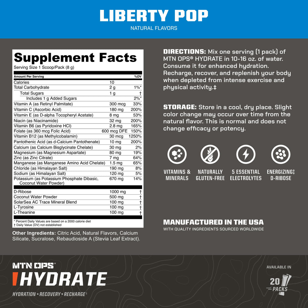 MTN OPS Hydrate powder scoop highlights fast absorption during training