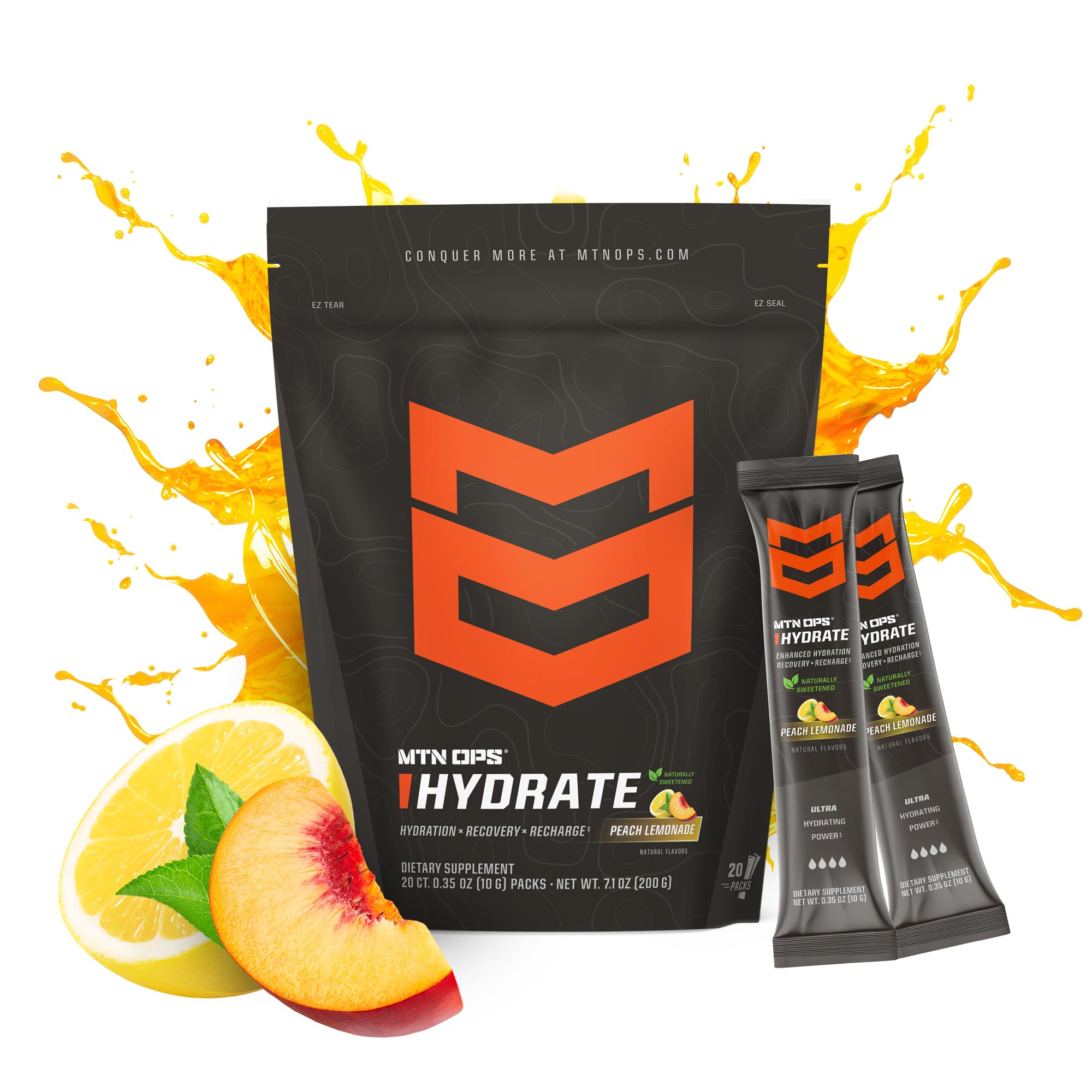 MTN OPS Hydrate single-serve packet ready for on-the-go electrolyte replenishment