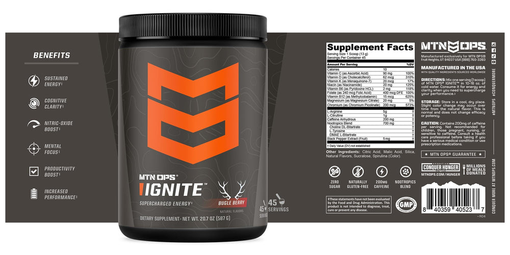 MTN OPS Ignite Bugle Berry serving emphasizing flavor.