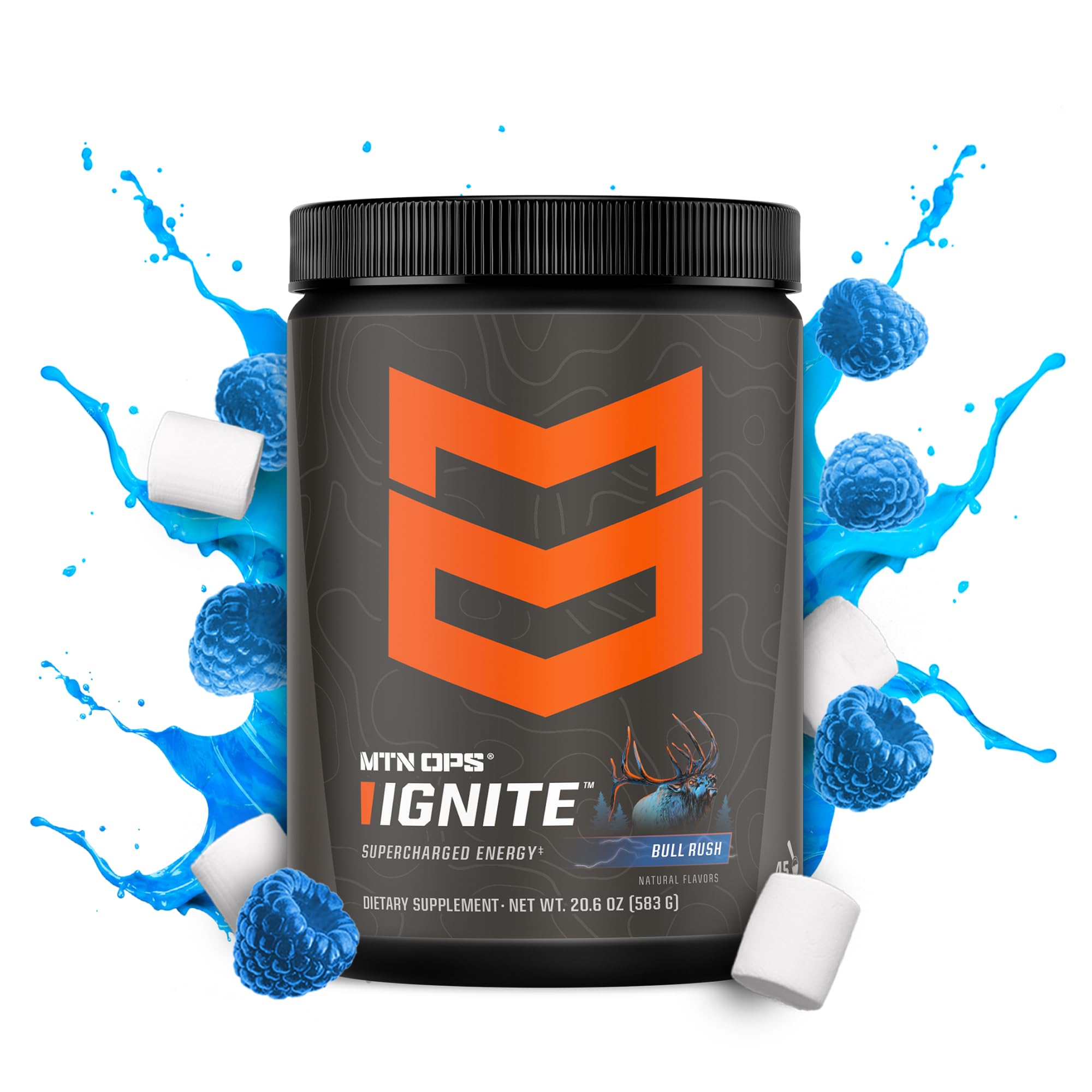 Pour MTN OPS Ignite powder into water for quick focus