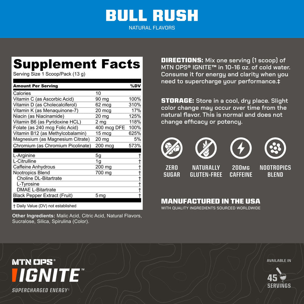 Glass with mixed MTN OPS Ignite showing sugar-free beverage