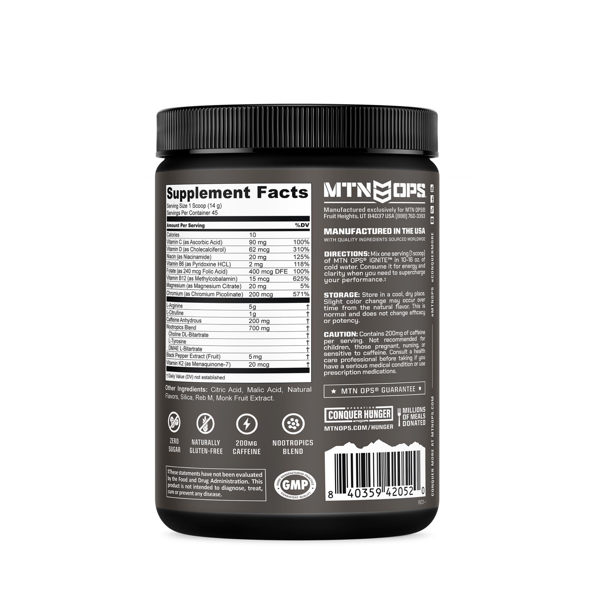 MTN OPS Ignite nootropic brain-blend image highlights mental clarity.