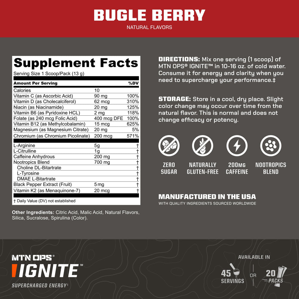 MTN OPS Ignite Trail Packs scoop measure showing convenient serving for on-the-go fueling.