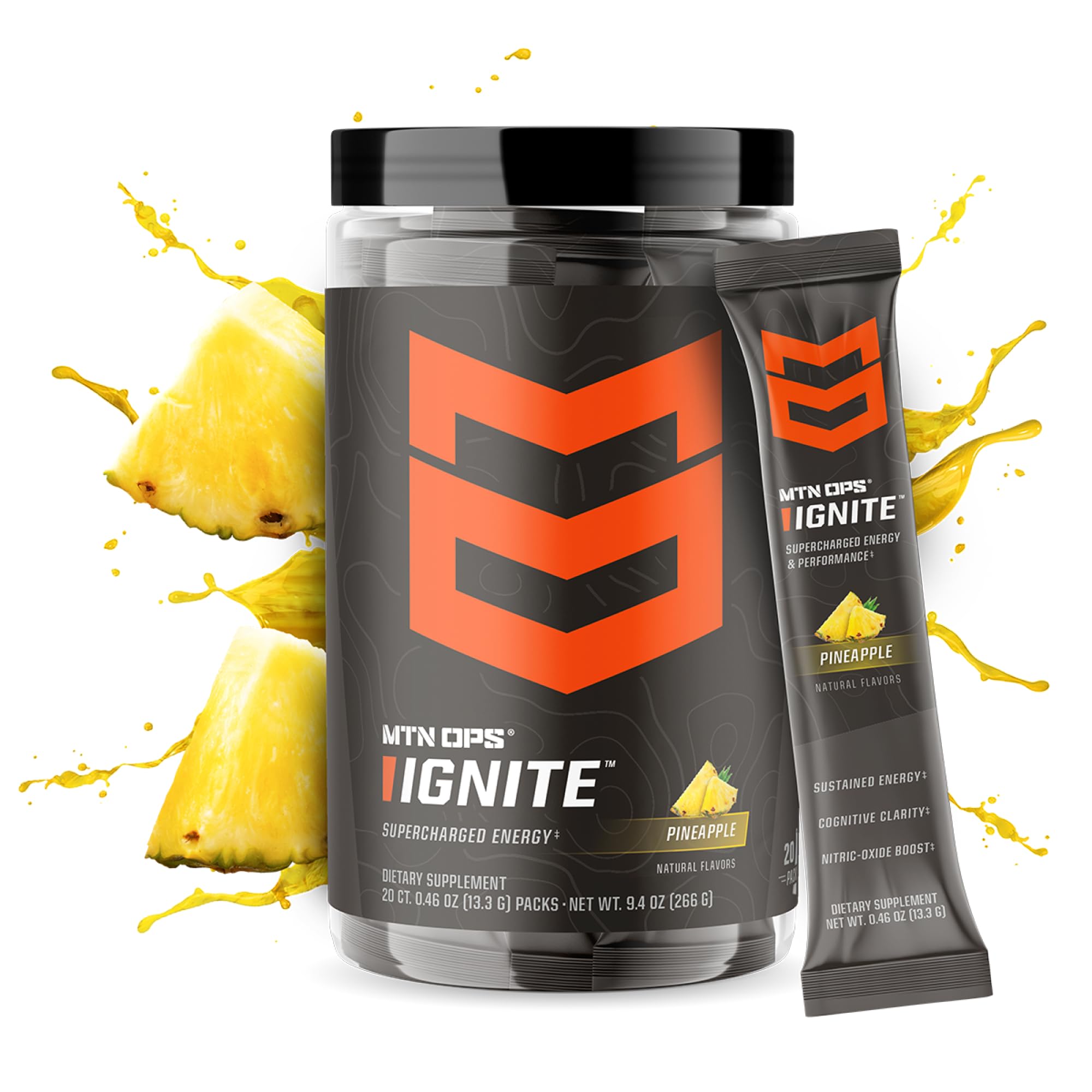 MTN OPS Ignite scoop beside the tub for a quick pre-workout boost.