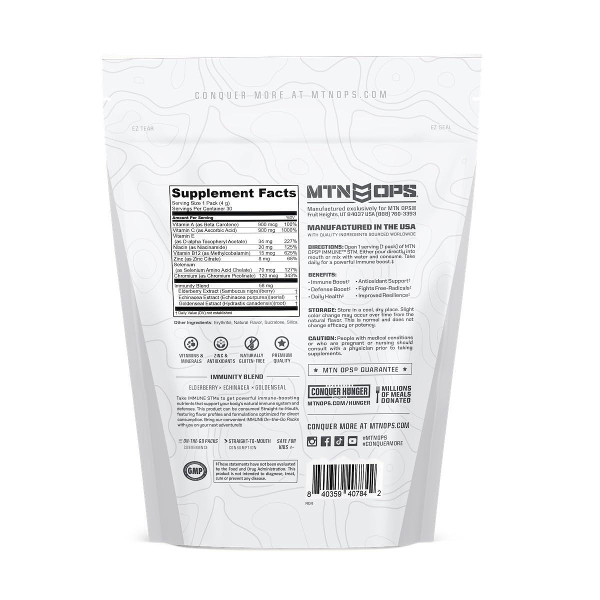 MTN OPS Immune STM daily wellness ritual in a compact sachet.