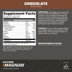 MTN OPS Magnum chocolate being poured into a glass for post workout fueling.