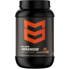 MTN OPS Magnum whey isolate tub in peanut butter chocolate flavor for high protein shakes.