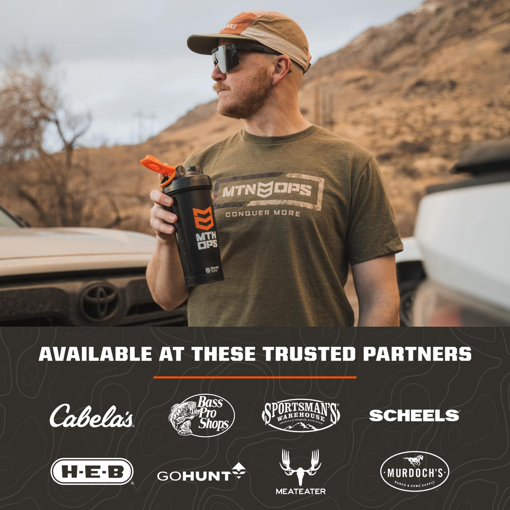 Pouring MTN OPS Multi-V into a glass for daily use