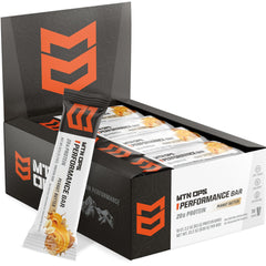 MTN OPS Peanut Butter Bliss bar wrapper close-up, showcasing indulgent flavor and convenient snacking.