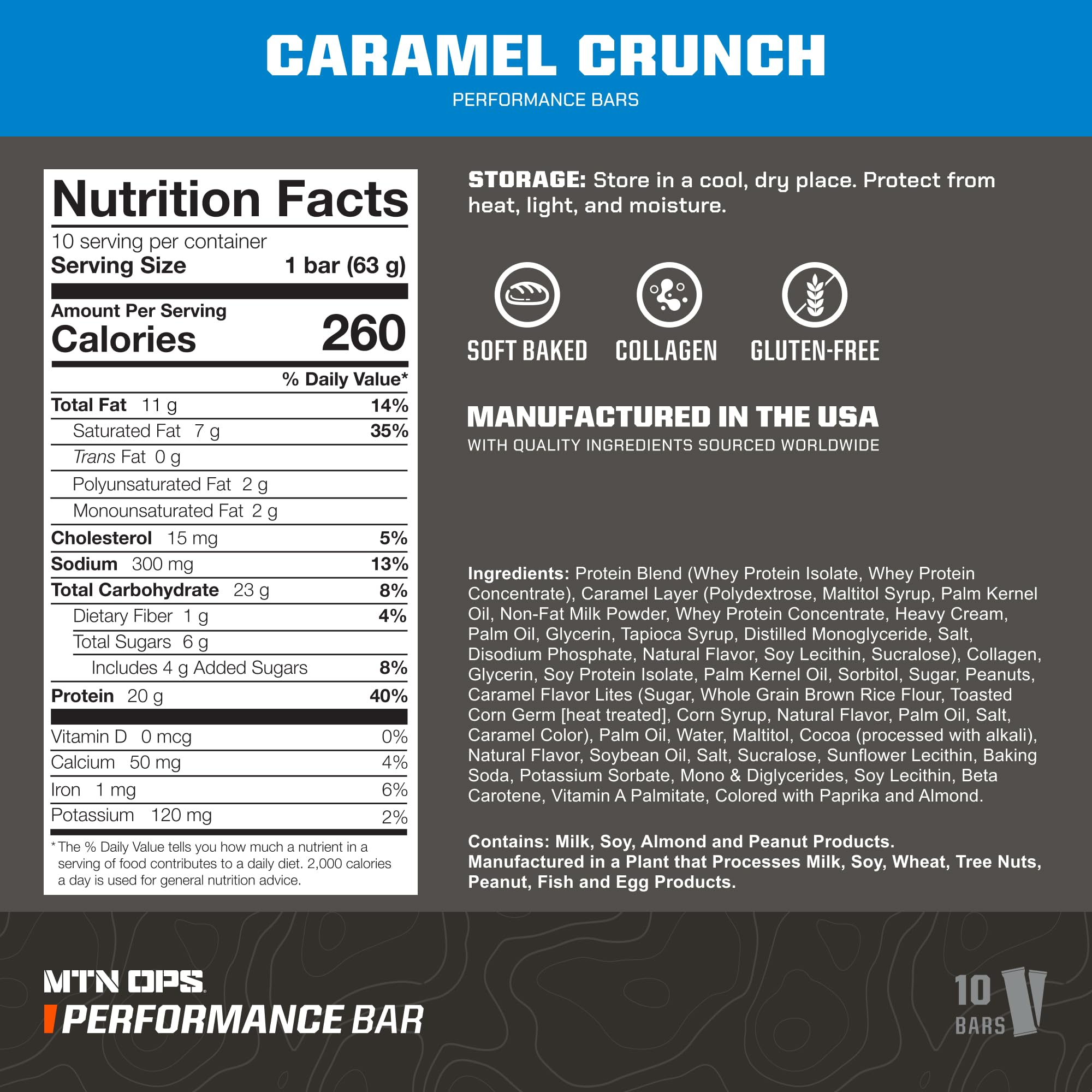 MTN OPS Protein Bars Caramel Crunch close-up texture and flavor