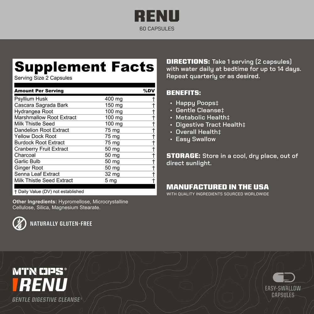 MTN OPS Renu capsules ready for bedtime routine.