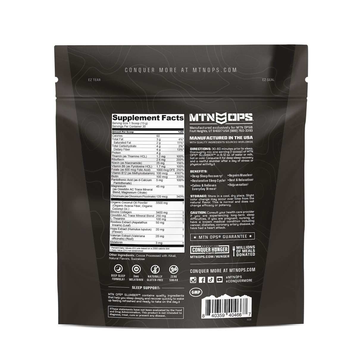 MTN OPS Slumber scoop mixed into warm liquid for bedtime routine