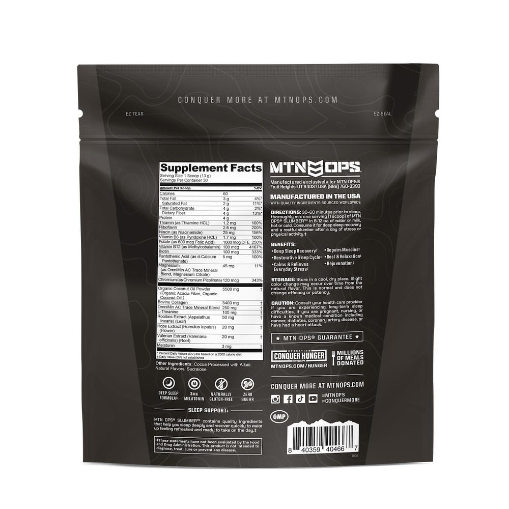MTN OPS Slumber scoop mixed into warm liquid for bedtime routine