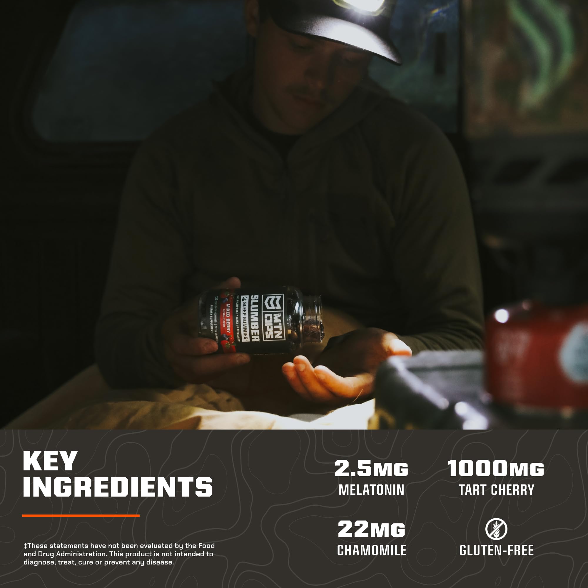 MTN OPS Slumber tart cherry ingredient highlight for restorative sleep options.