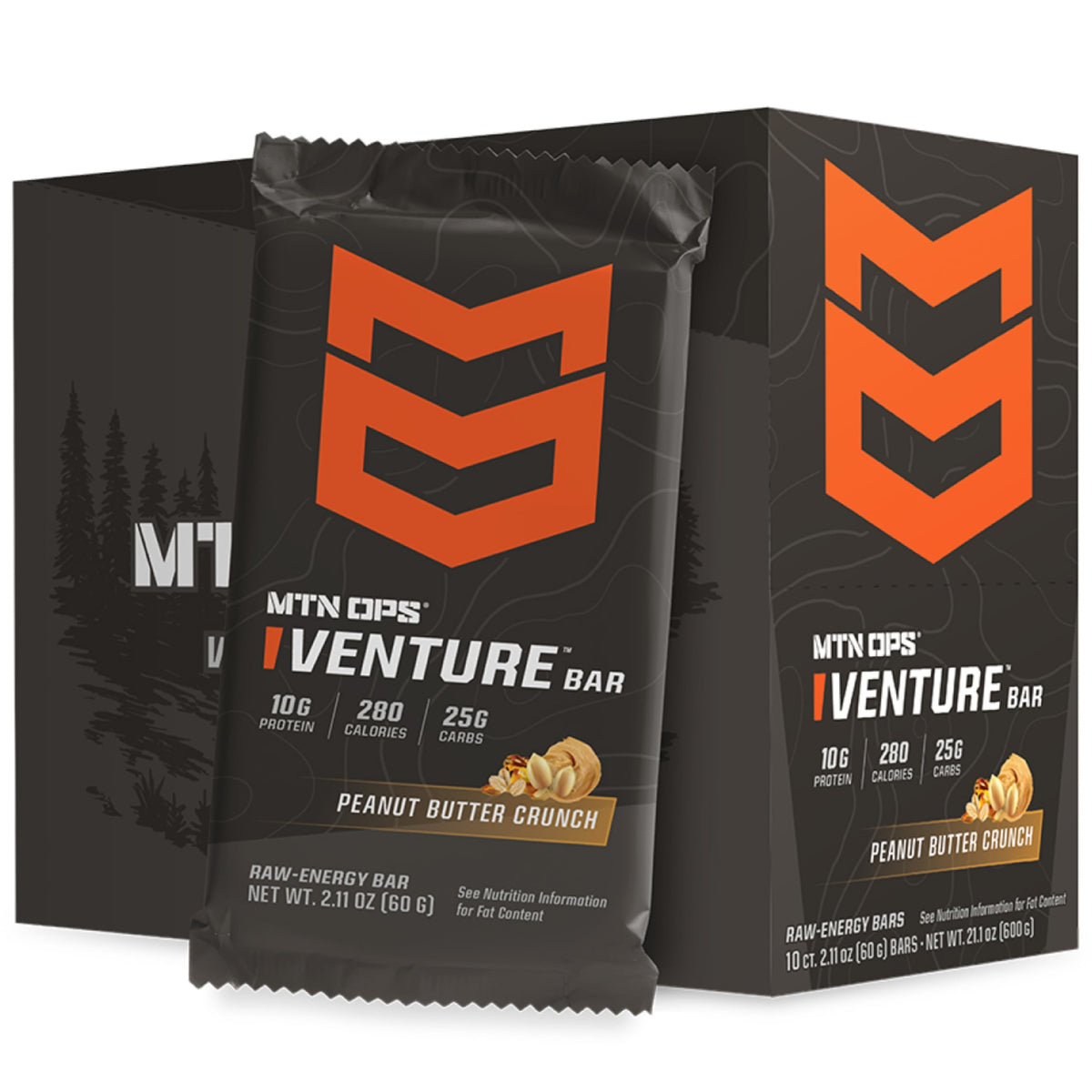 MTN OPS Venture Bar peanut butter crunch for hiking, high-protein energy on the move
