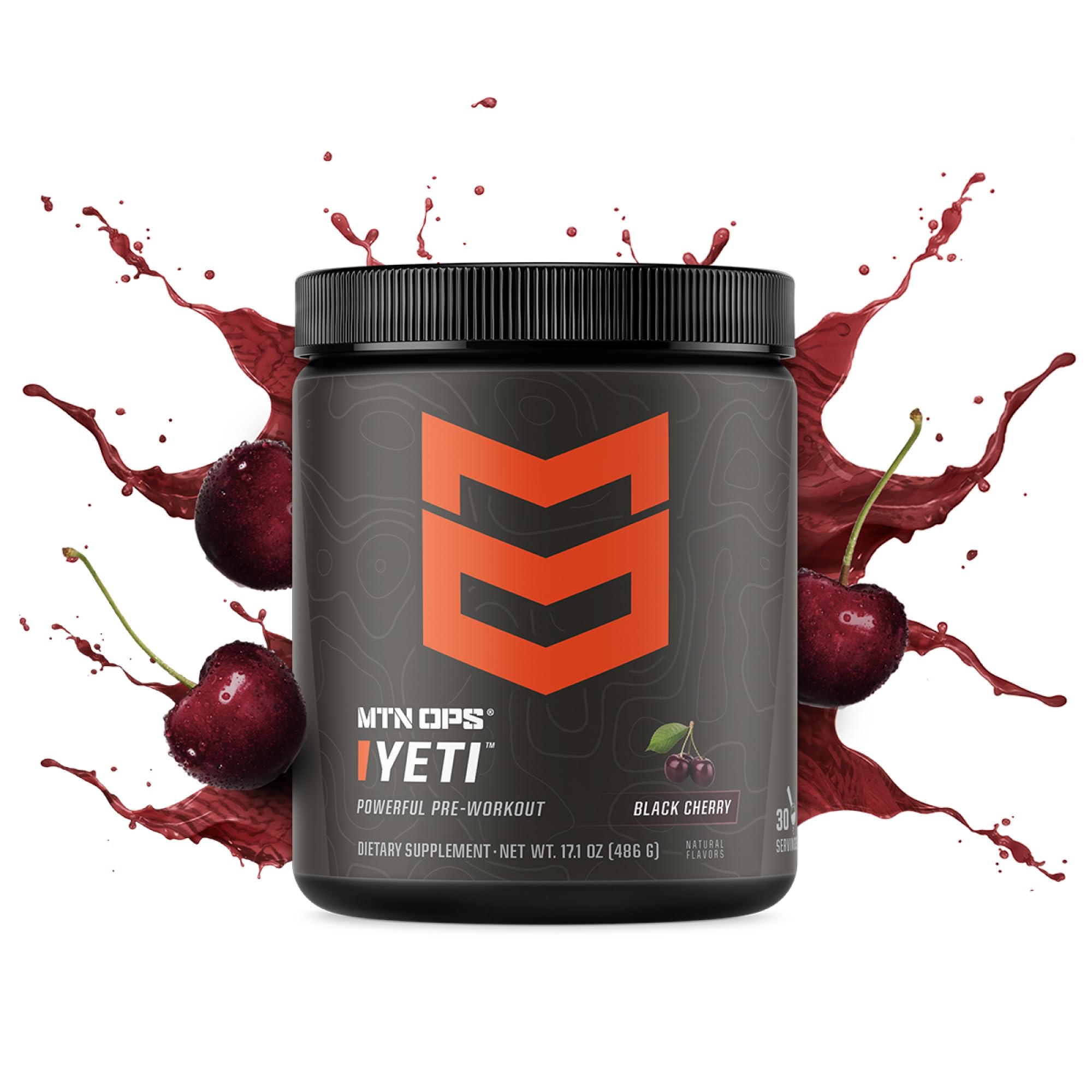 MTN OPS YETI bottle highlights creatine and BCAAs for endurance