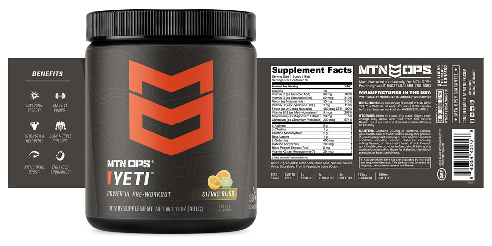 MTN OPS YETI gluten-free seal communicates diet-friendly option.