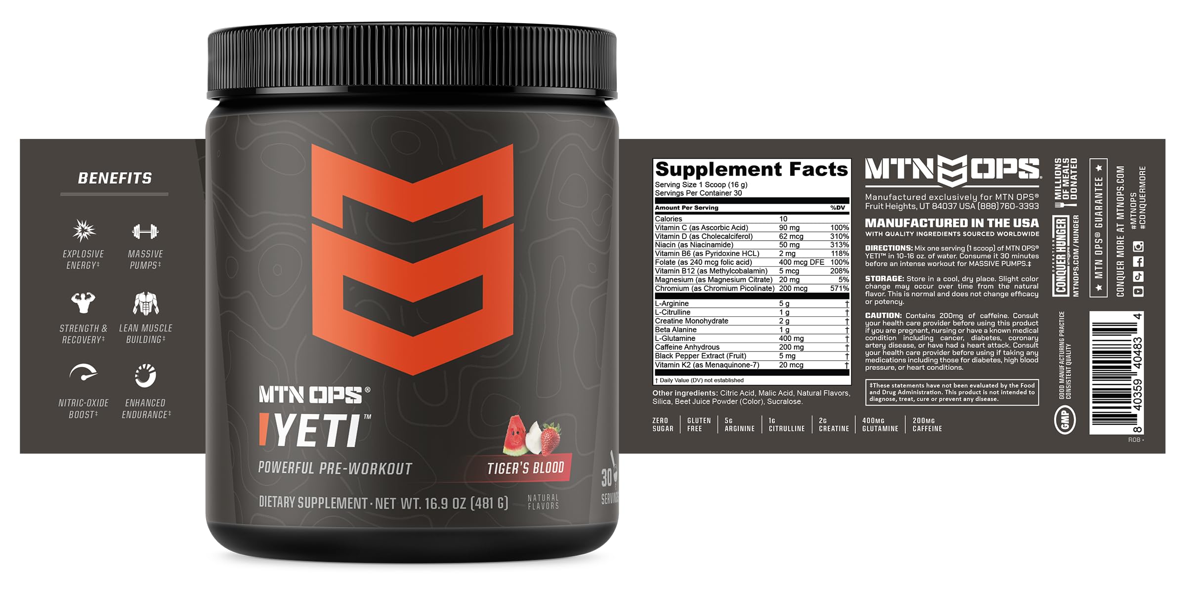 MTN OPS YETI ingredients with BCAAs and beta-alanine support