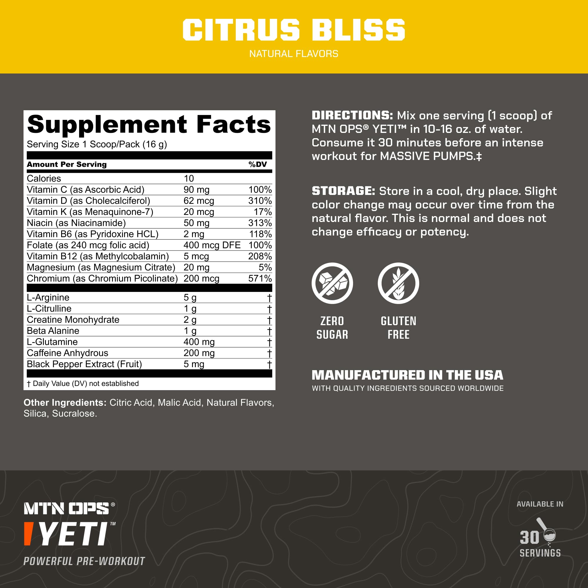 MTN OPS YETI scoop dispense demonstrates precise pre-workout dosing.