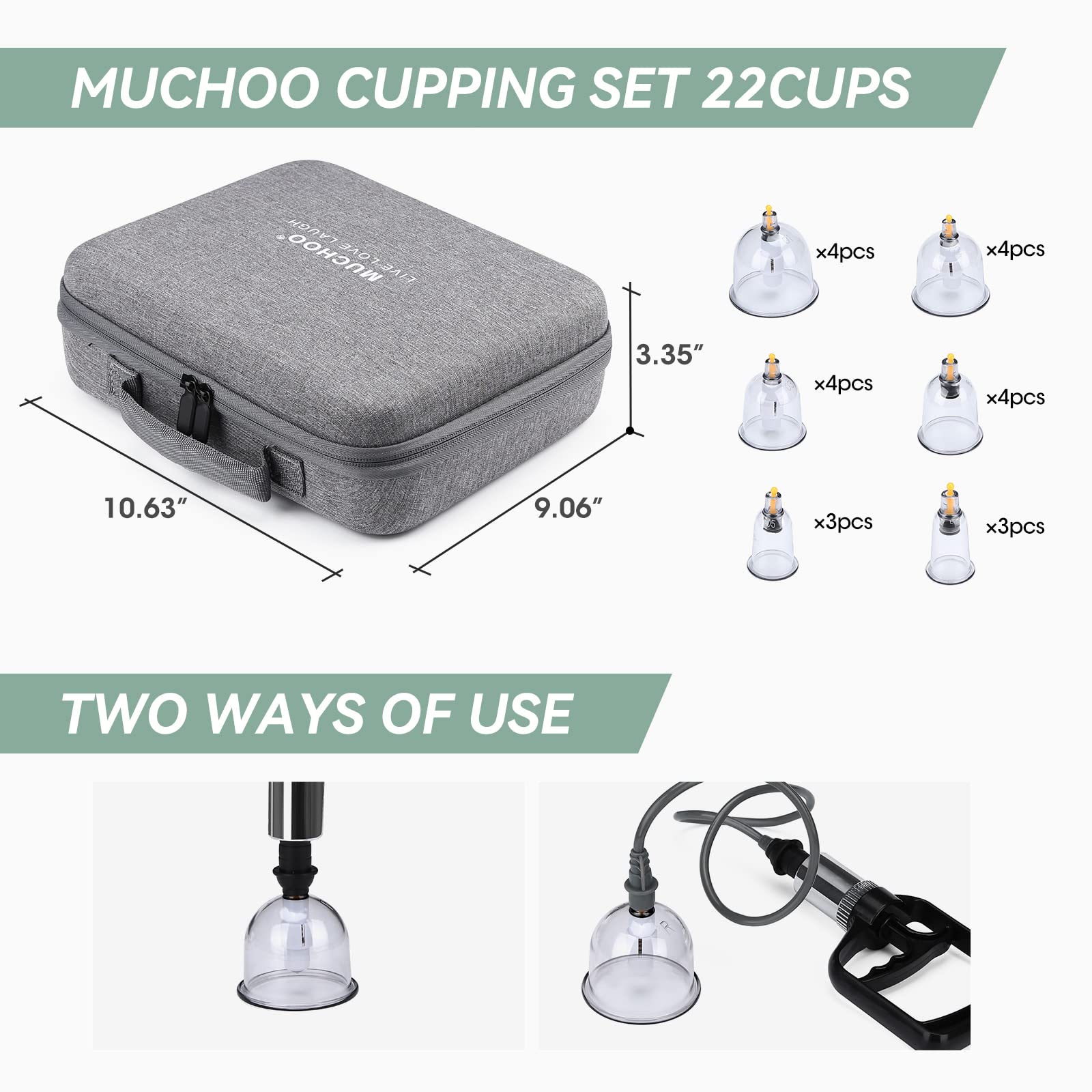 Muchoo cupping set vacuum magnetic pump in action for suction therapy.